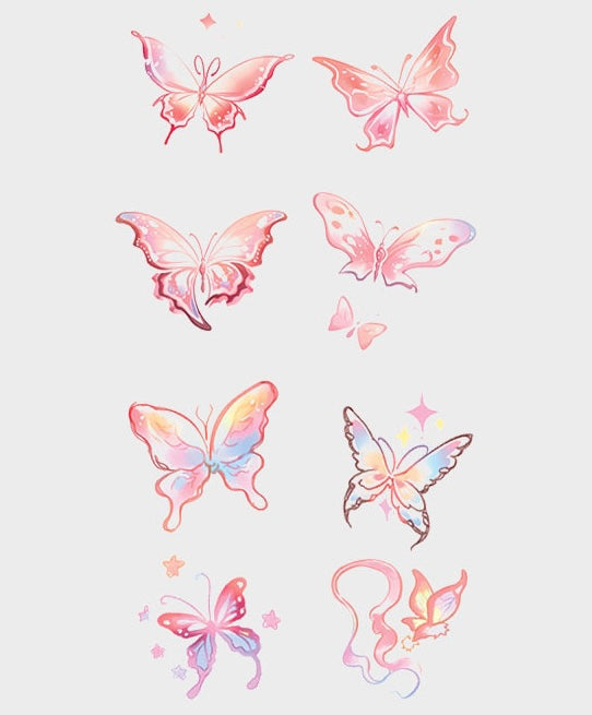 Pink Butterfly Tattoo Sticker