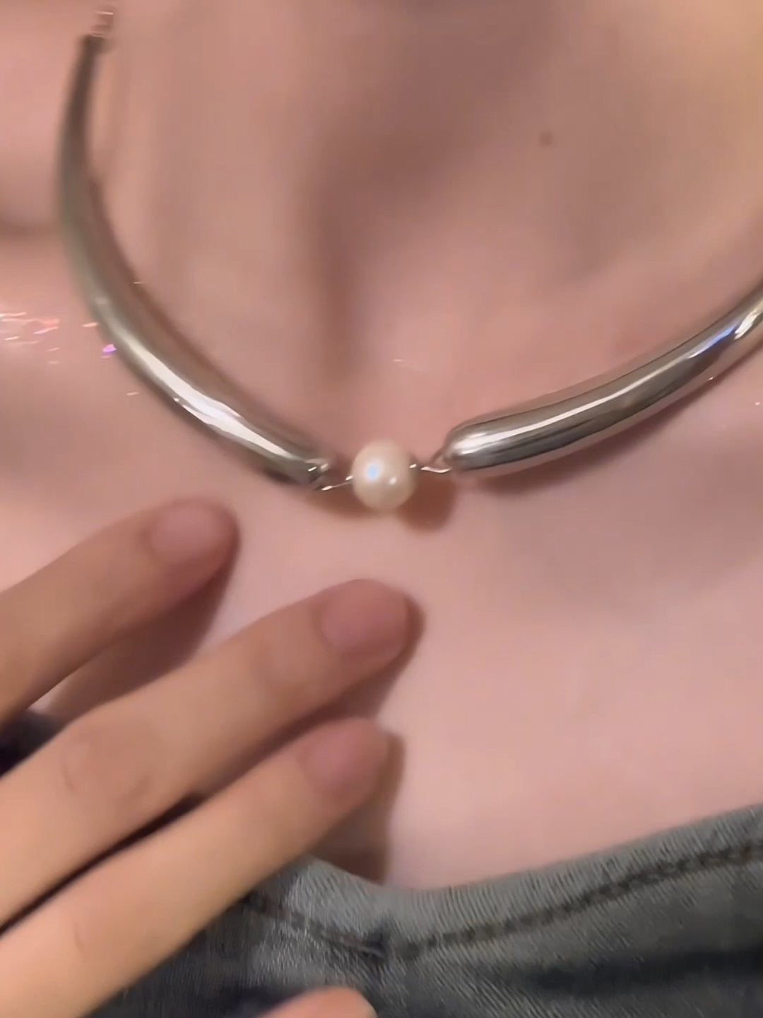 Minimalist Pearl Accent Choker