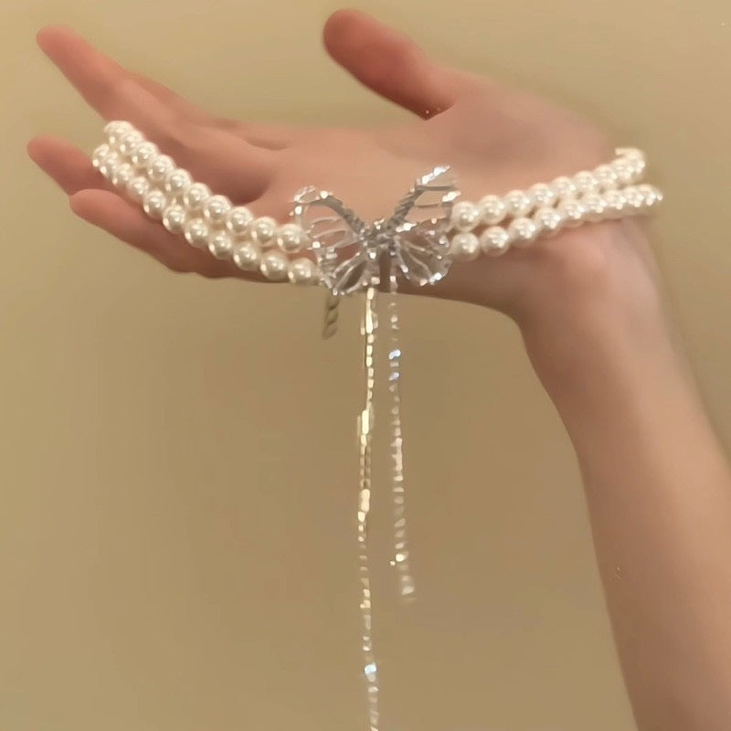 Butterfly Pearl Cascade Choker