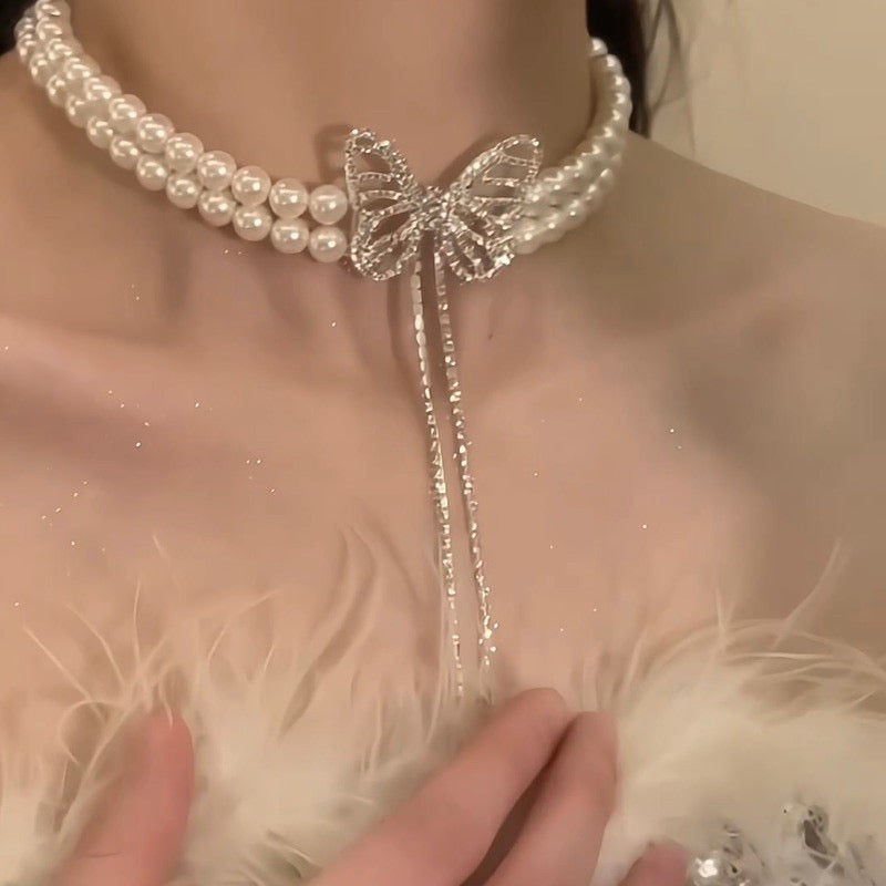 Butterfly Pearl Cascade Choker