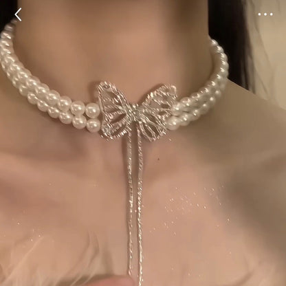 Butterfly Pearl Cascade Choker