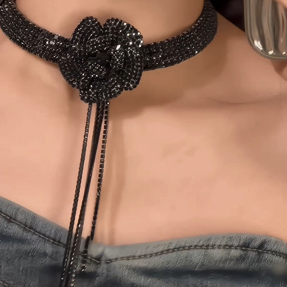 Midnight Rose Tassel Choker